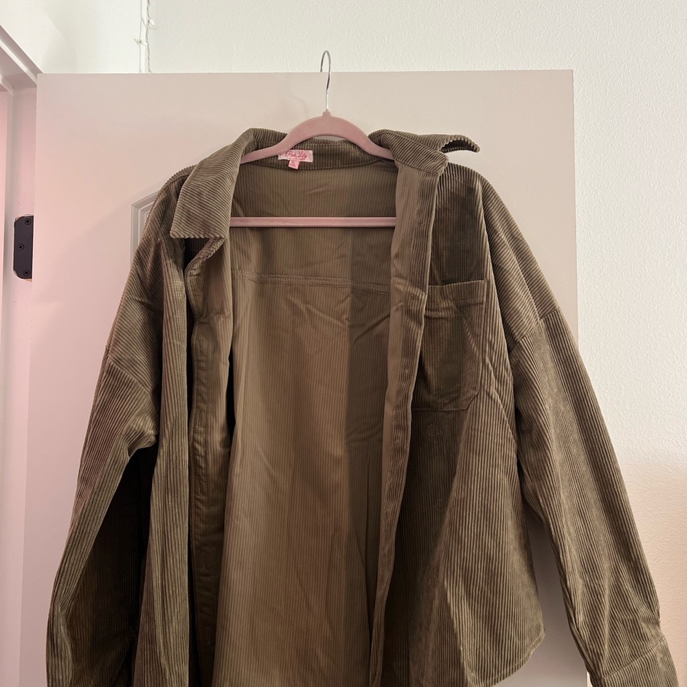 Pink Lily Olive Corduroy Jacket